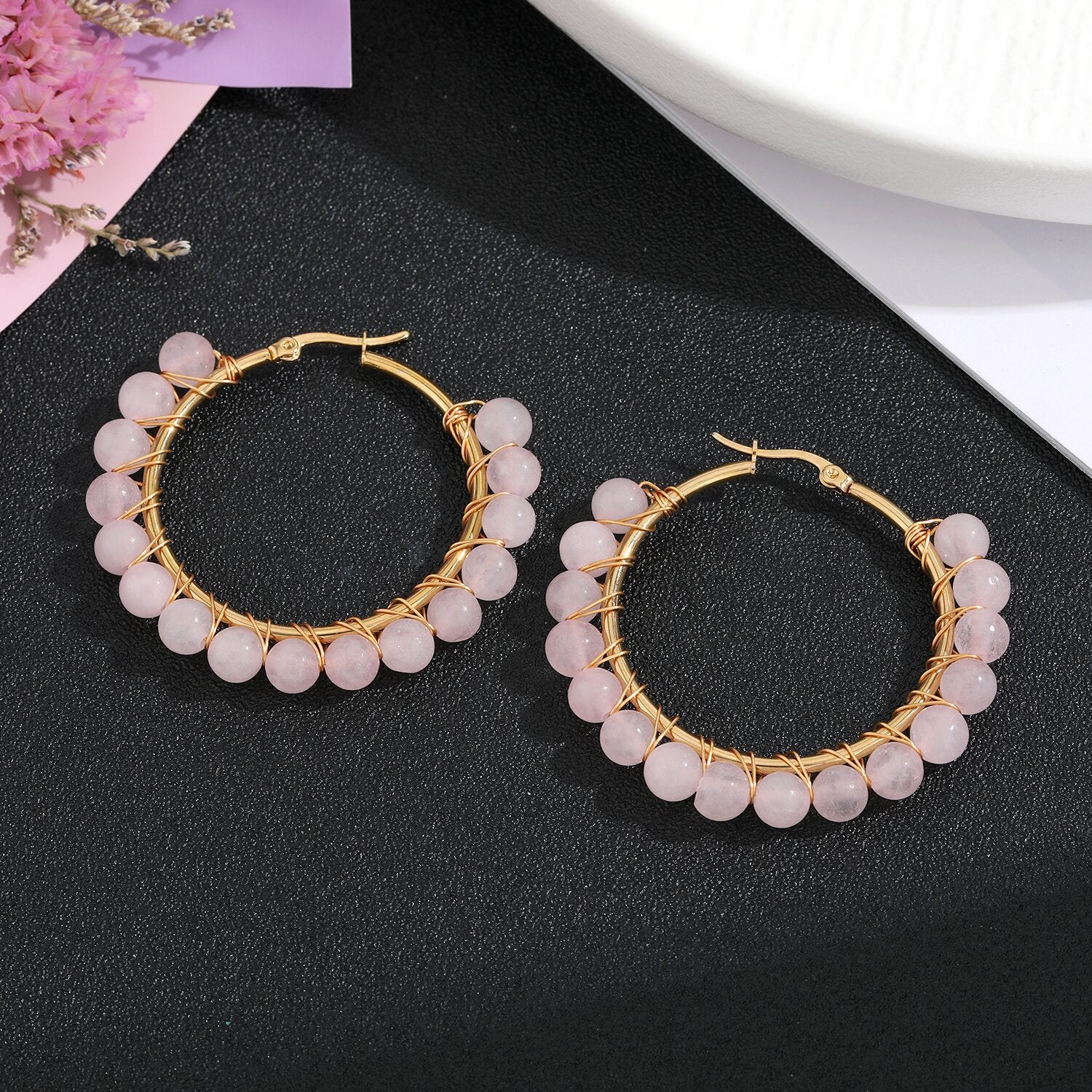 Wholesale Natural Stone Stainless Steel Earrings